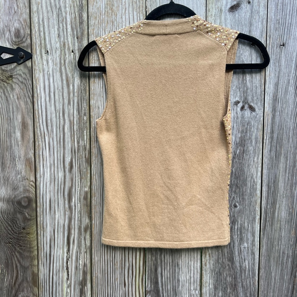 THE LIMITED gold sequin silk cashmere blend sleeveless sweater Women’s XS NWT - Picture 7 of 8